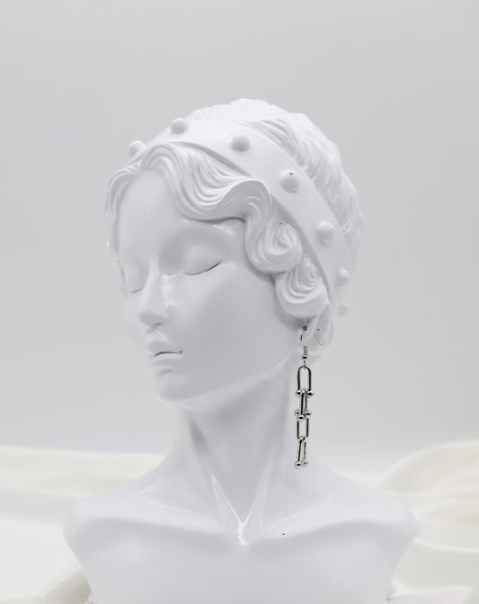 Silver Modern Link Drop Earrings