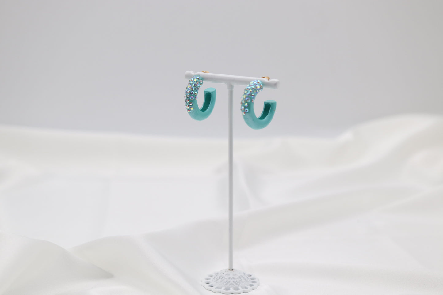 Aqua Green Round Shiny Color Coating Hoop Earring