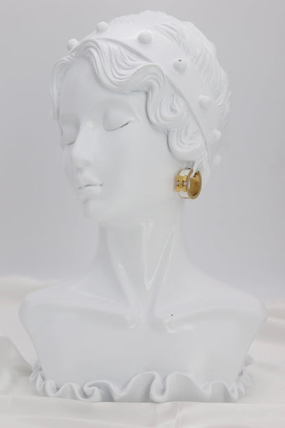 White Enamel Gold Huggie Hoop Earrings – Classic Modern Mini Hoops