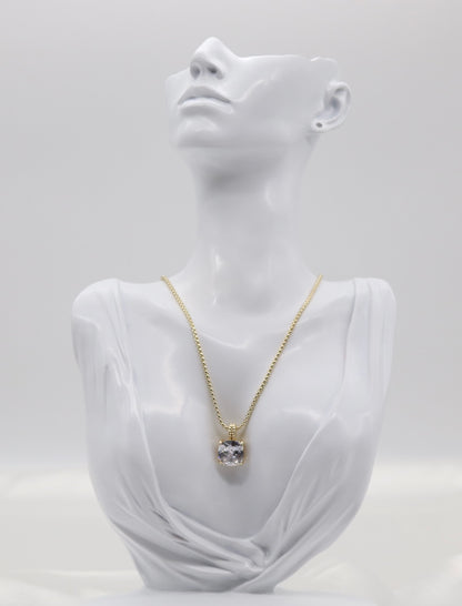CZ Crystal Pendant With Box Style Necklace