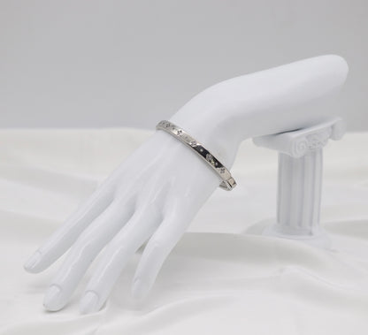 Silver Clover Accent Bangle Bracelet