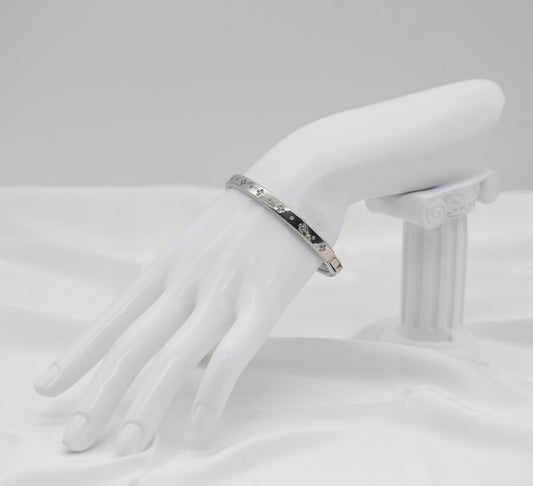 Silver Clover Accent Bangle Bracelet