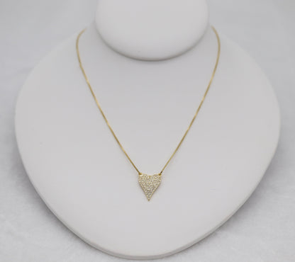 Gold Heart Pendant Necklace – Pave Crystal Design