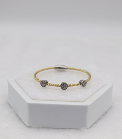 Gold Cable Bracelet with Sparkling Crystal Accents