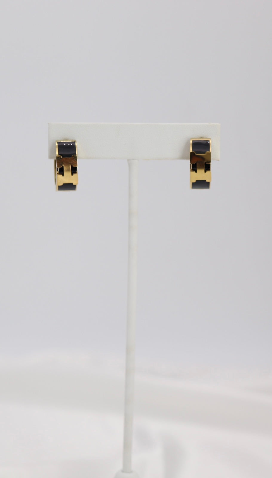 Black Enamel Gold Huggie Hoop Earrings – Sleek Modern Mini Hoops