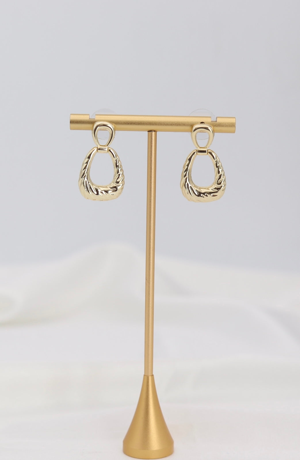 Twisted Teardrop Gold Drop Earrings – Textured Statement Dangles