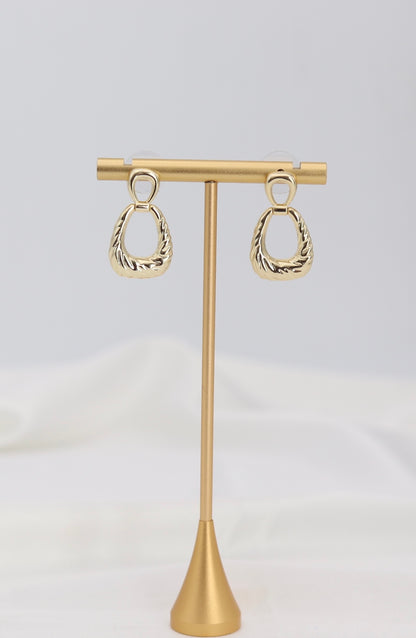 Twisted Teardrop Gold Drop Earrings – Textured Statement Dangles