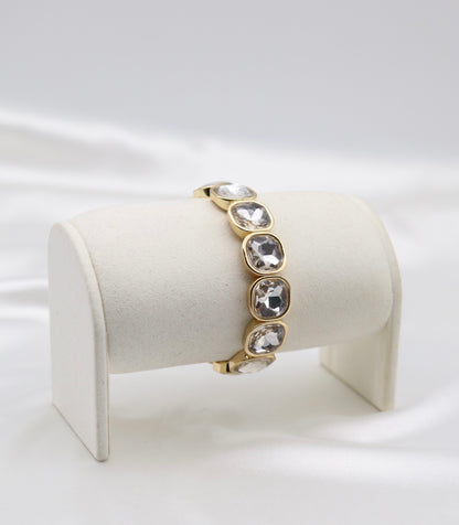 Classic Clear Crystal & Gold Stretch Bracelet