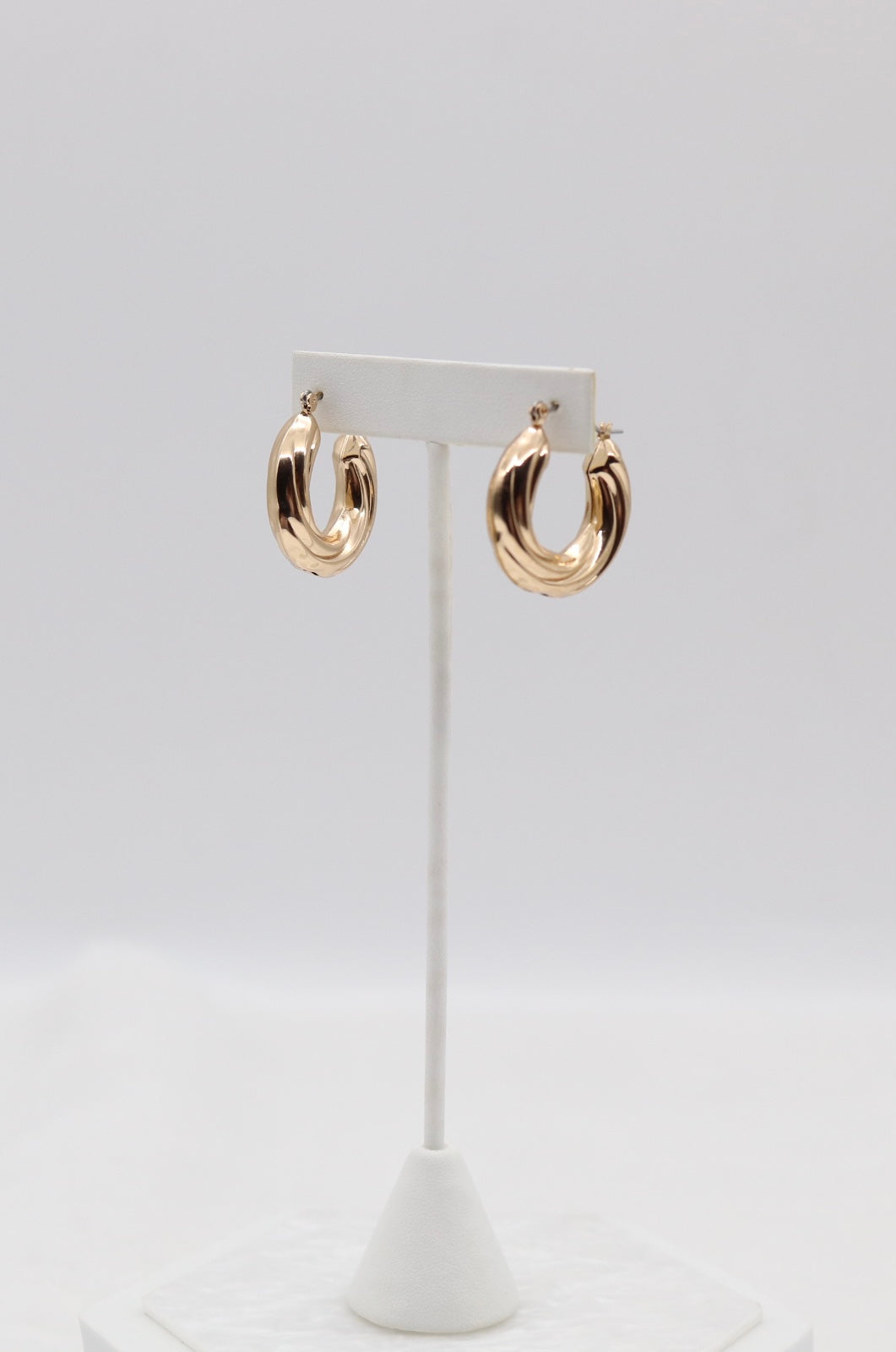 Bold Gold Sculpted Hoop Earrings