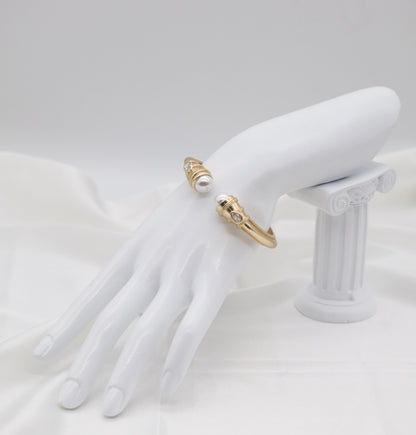 Classic Pearl and Gold Cuff Bracelet