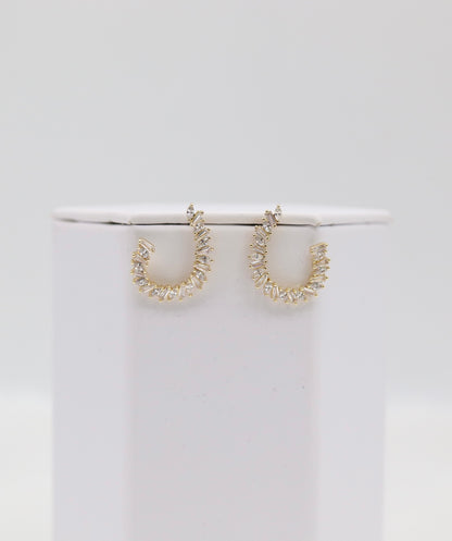 Sparkling Baguette Hoop Earrings