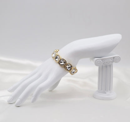 Classic Clear Crystal & Gold Stretch Bracelet