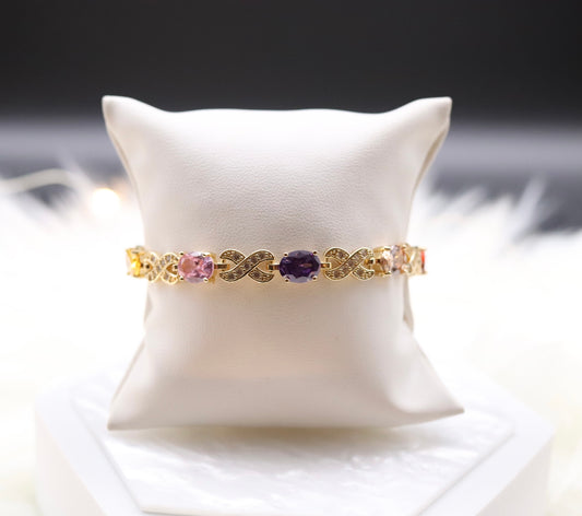 Variety Colored Gemstones Infinity Bracelet
