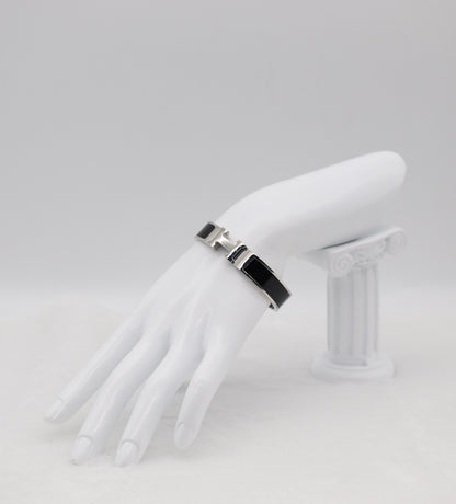 Medium Classic Silver & Black Enamel Bracelet