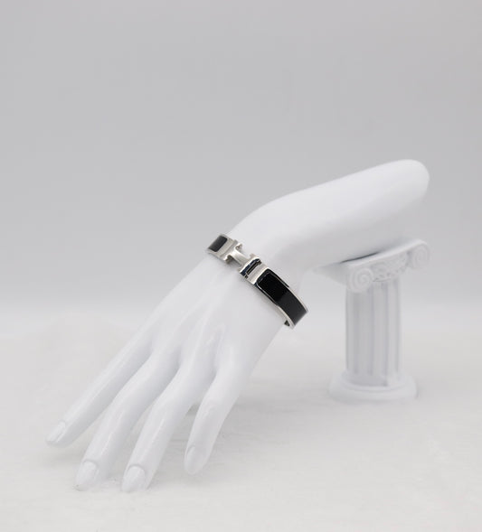 Medium Classic Silver & Black Enamel Bracelet