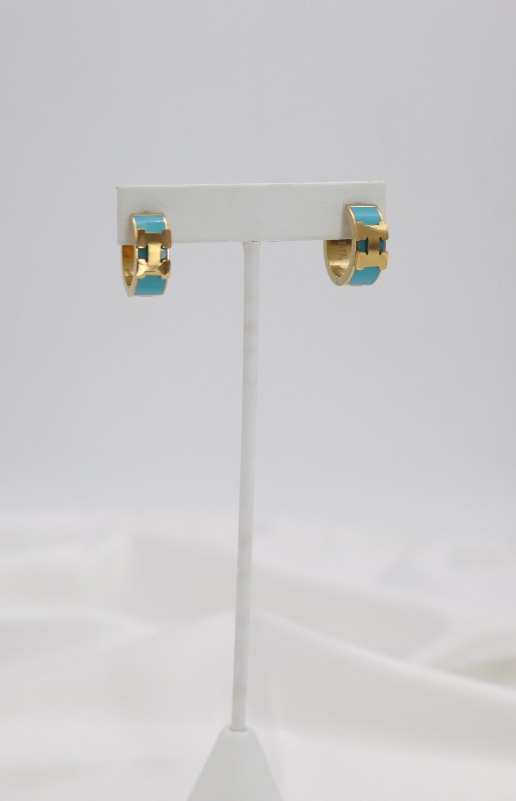 Turquoise Enamel Gold Huggie Hoop Earrings – Bold Modern Statement
