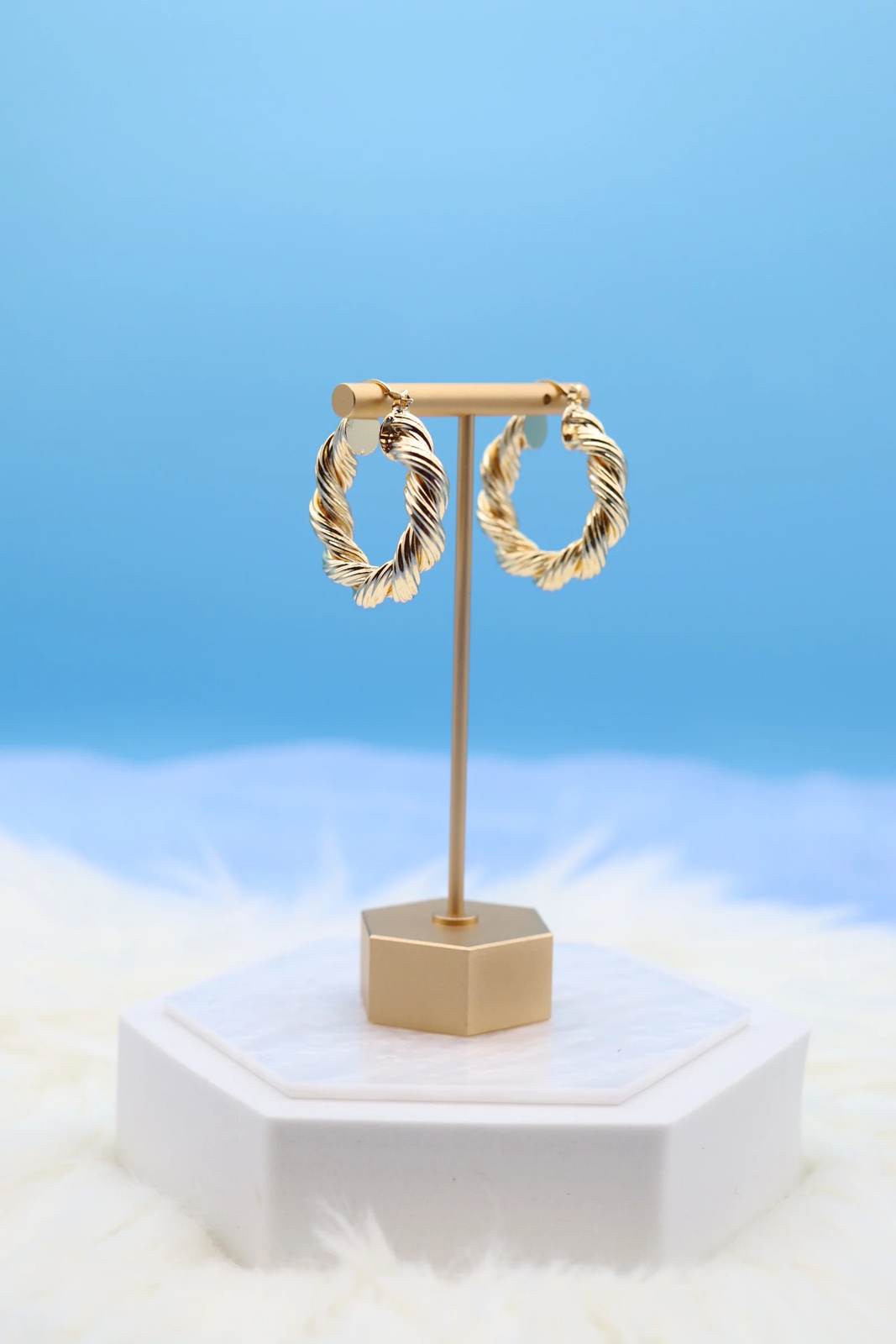 Medium Thick Twisted Gold Hoop Earrings
