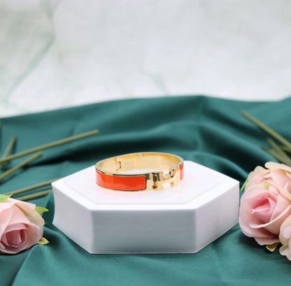 Medium Orange Luxury Gold Bangle Bracelet