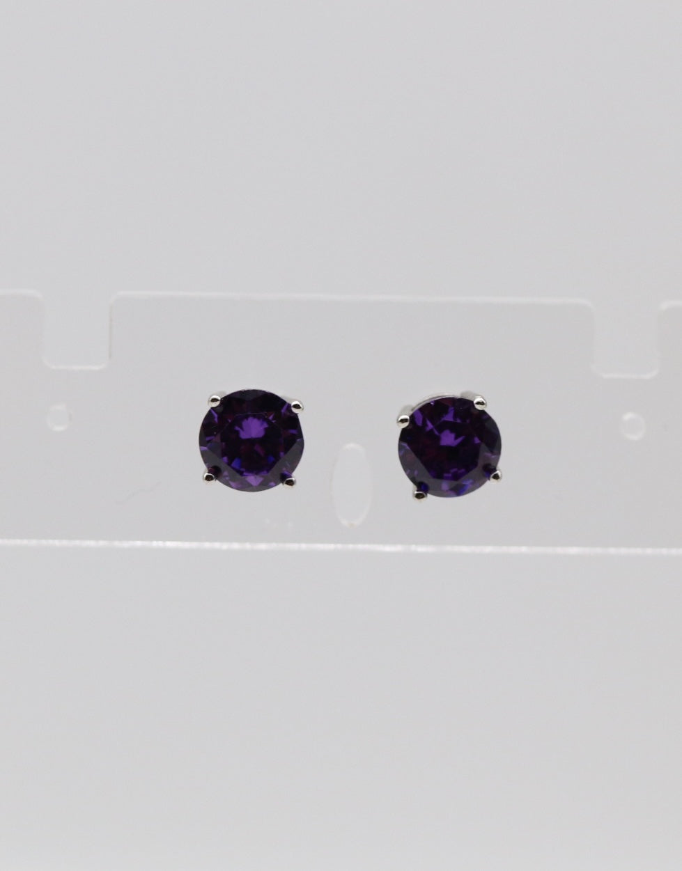 Royal Purple Crystal Stud Earrings – Classic Round Solitaire Studs