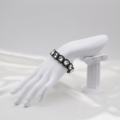Black Crystal Stretch Statement Bracelet