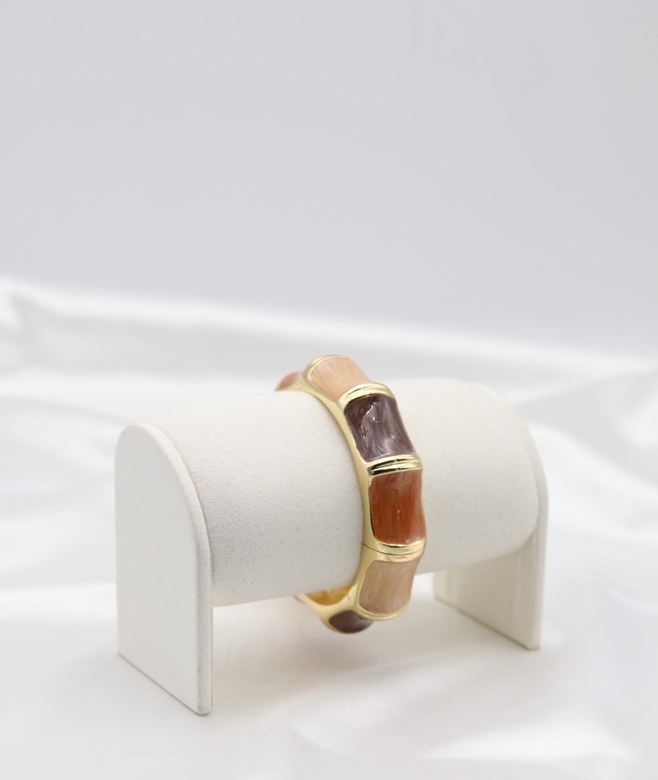 Gold Multi-Tone Enamel Hinged Bangle Bracelet