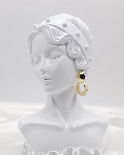 Textured Gold Open Circle Drop Earrings