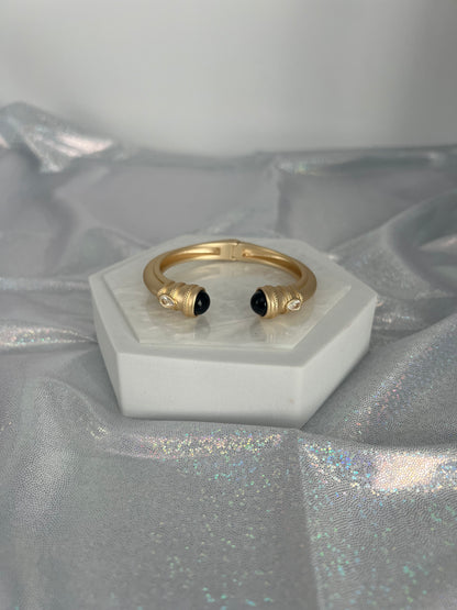 Matte Gold Cuff Bracelet with Black Ends