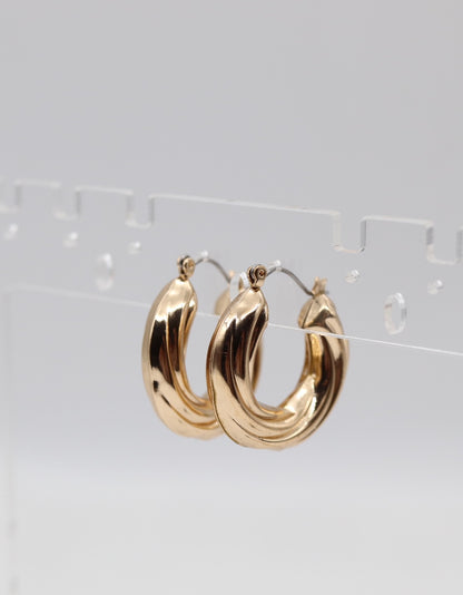 Bold Gold Sculpted Hoop Earrings