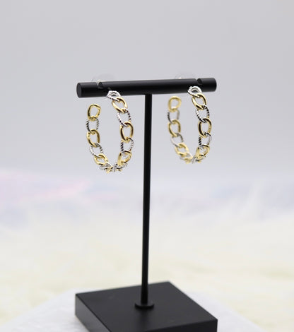 Gold Rope Chain Link Hoop Earrings