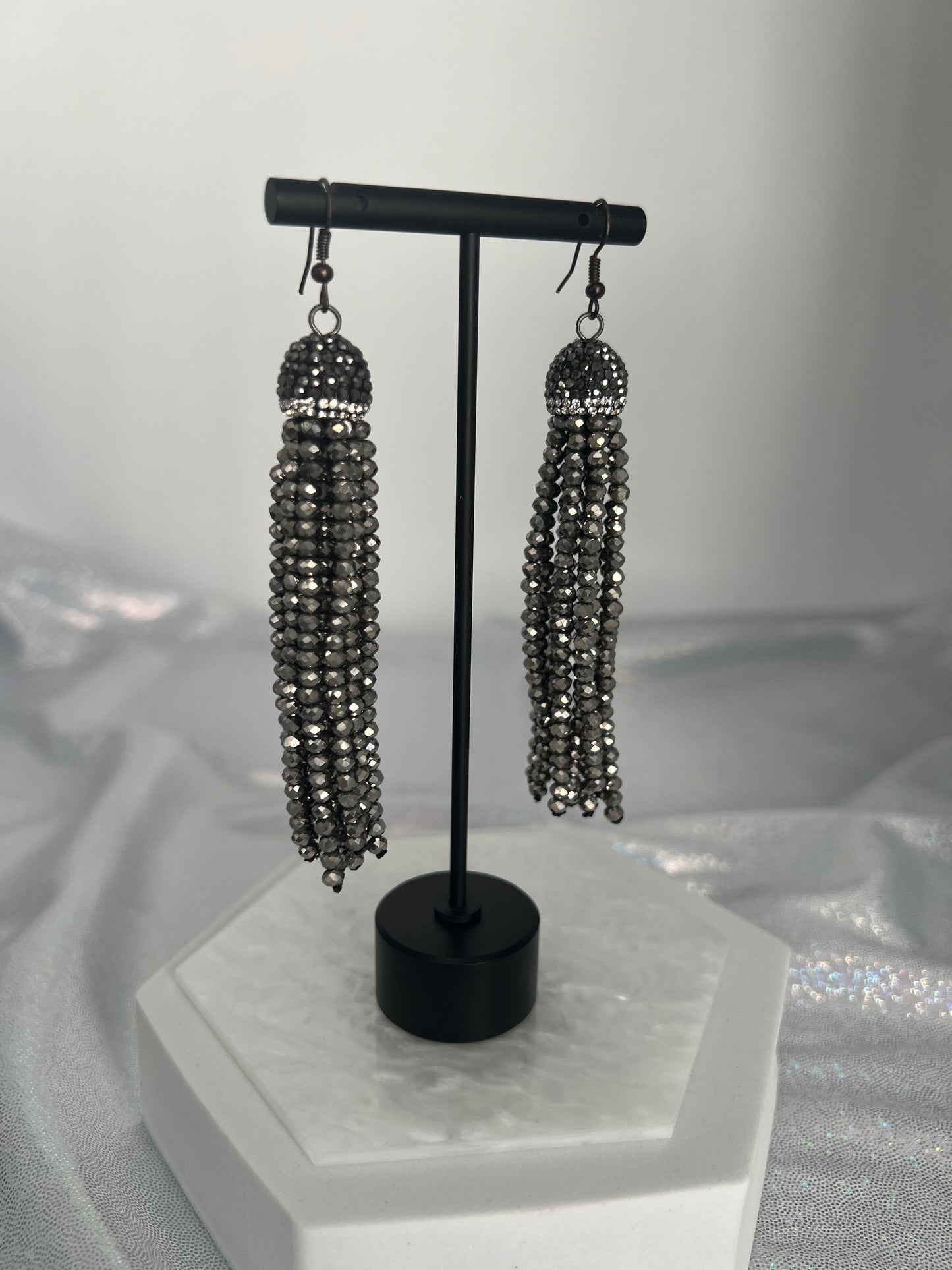 Sterling Silver Dangling Tassel Earrings