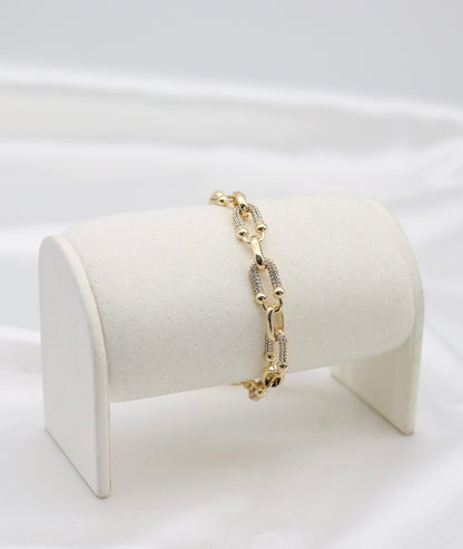 Gold Crystal Accent Link Bracelet