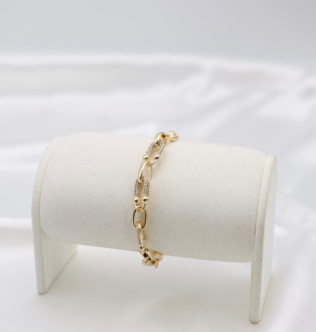 Gold Crystal Accent Link Bracelet