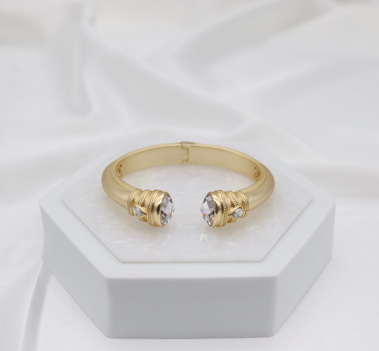 Clear Crystal Gold Cuff Bracelet