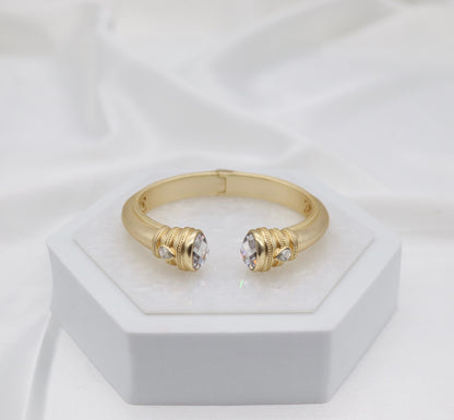 Clear Crystal Gold Cuff Bracelet