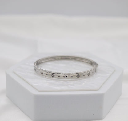 Silver Clover Accent Bangle Bracelet
