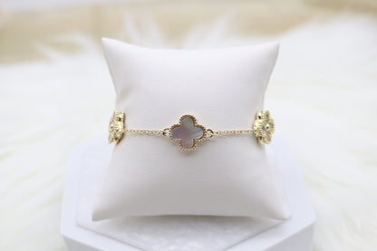 Double Sided Gold Clover Bracelet