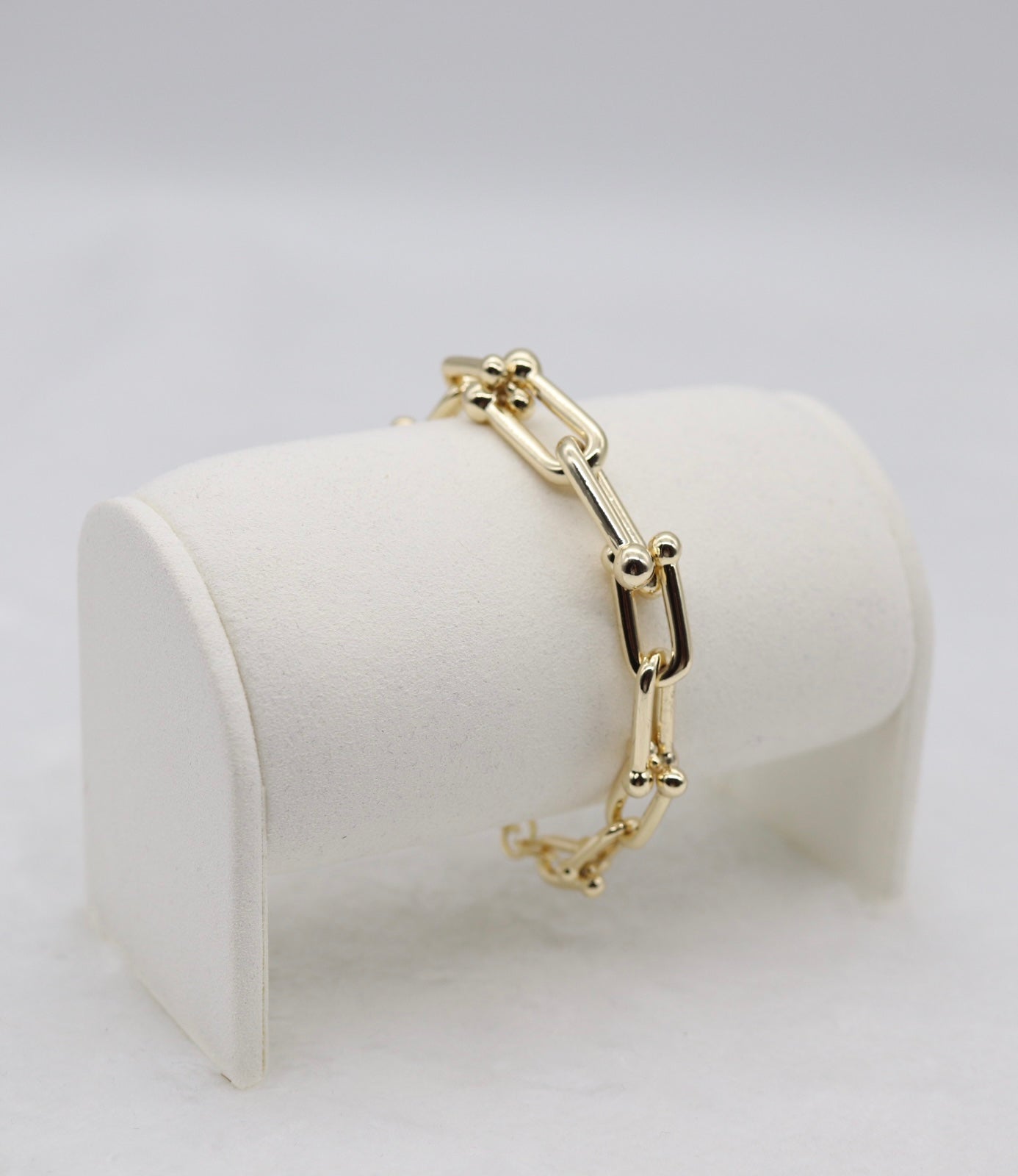 Bold Gold Link Bracelet with Ball Accents