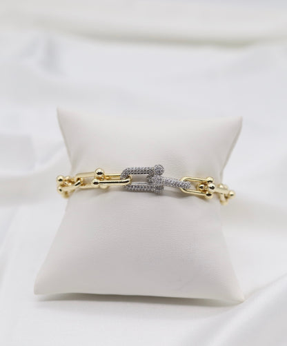 Gold Pavé Link Chain Bracelet