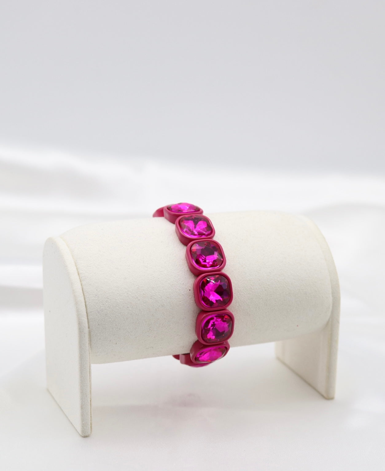 Hot Pink Crystal Stretch Statement Bracelet