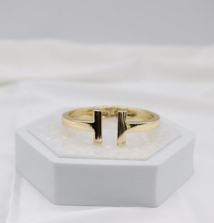 Gold T-Bar Open Cuff Bracelet