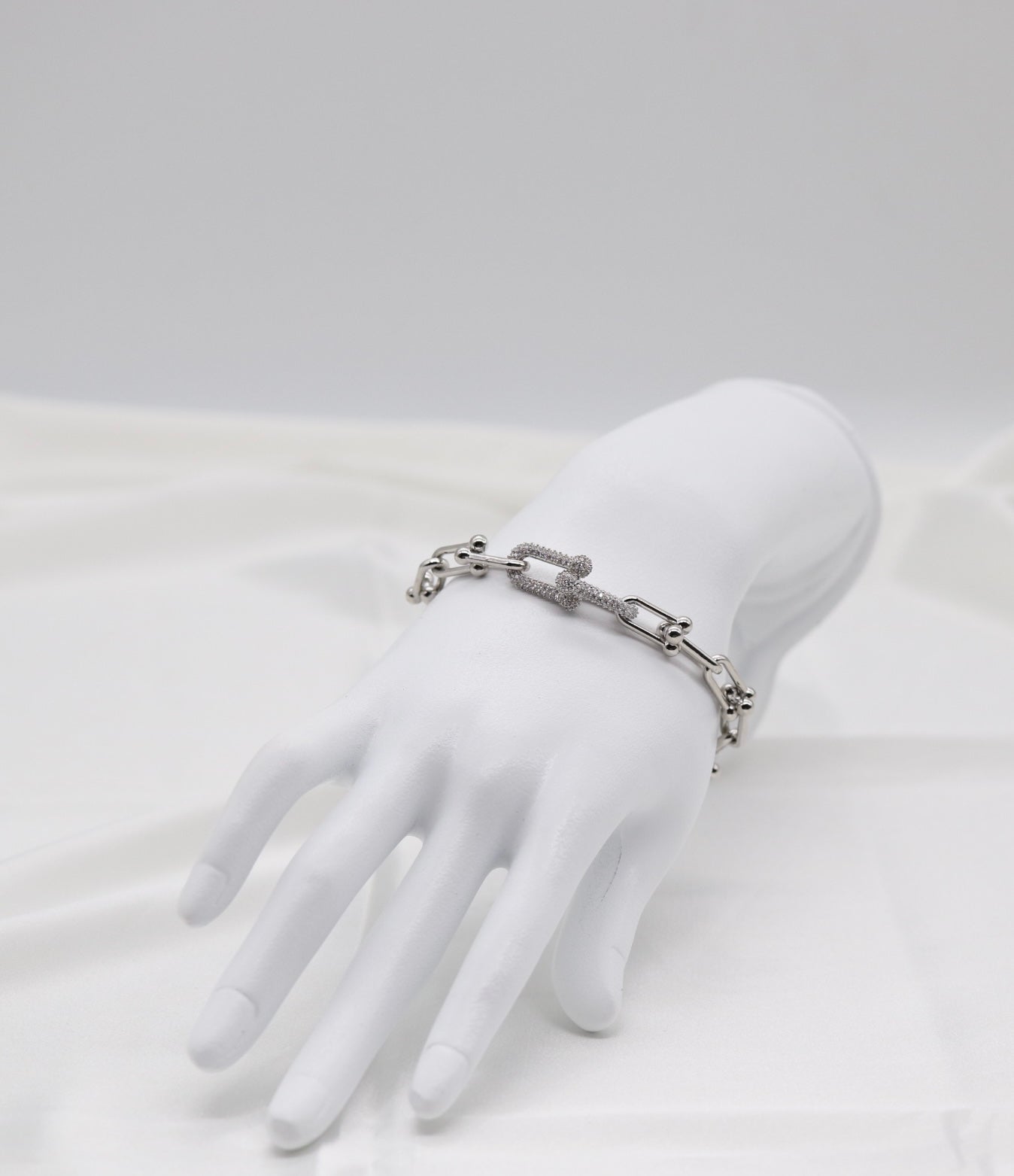 Silver Pavé Link Chain Bracelet