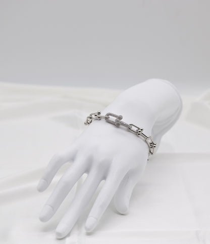 Silver Pavé Link Chain Bracelet