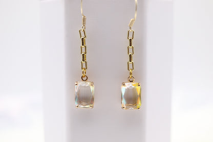 Dangling Light Gold Colored CZ Fashion Earring