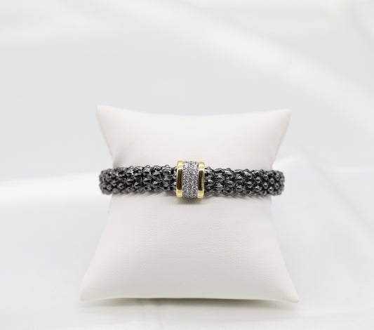 Black Metallic Mesh Single Station Bracelet