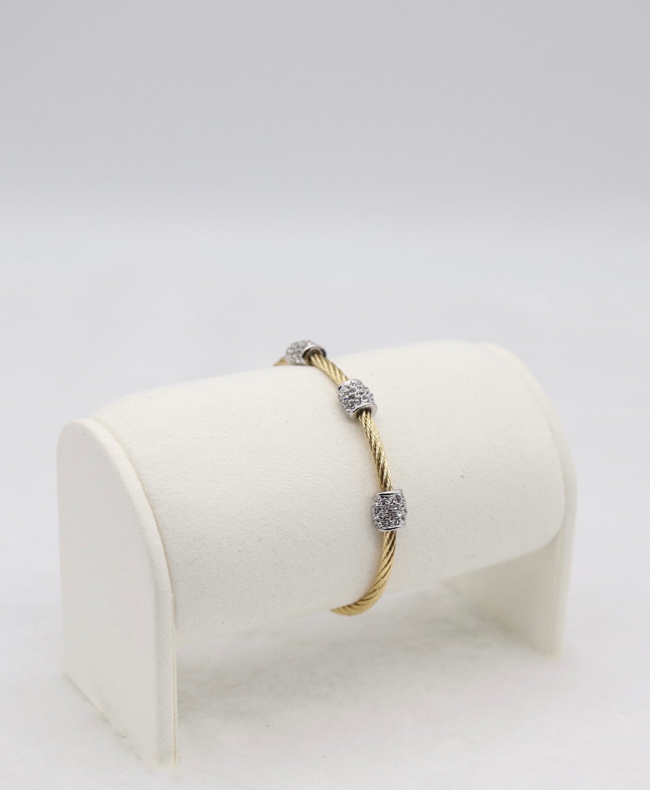 Gold Cable Bracelet with Crystal Barrel Accents
