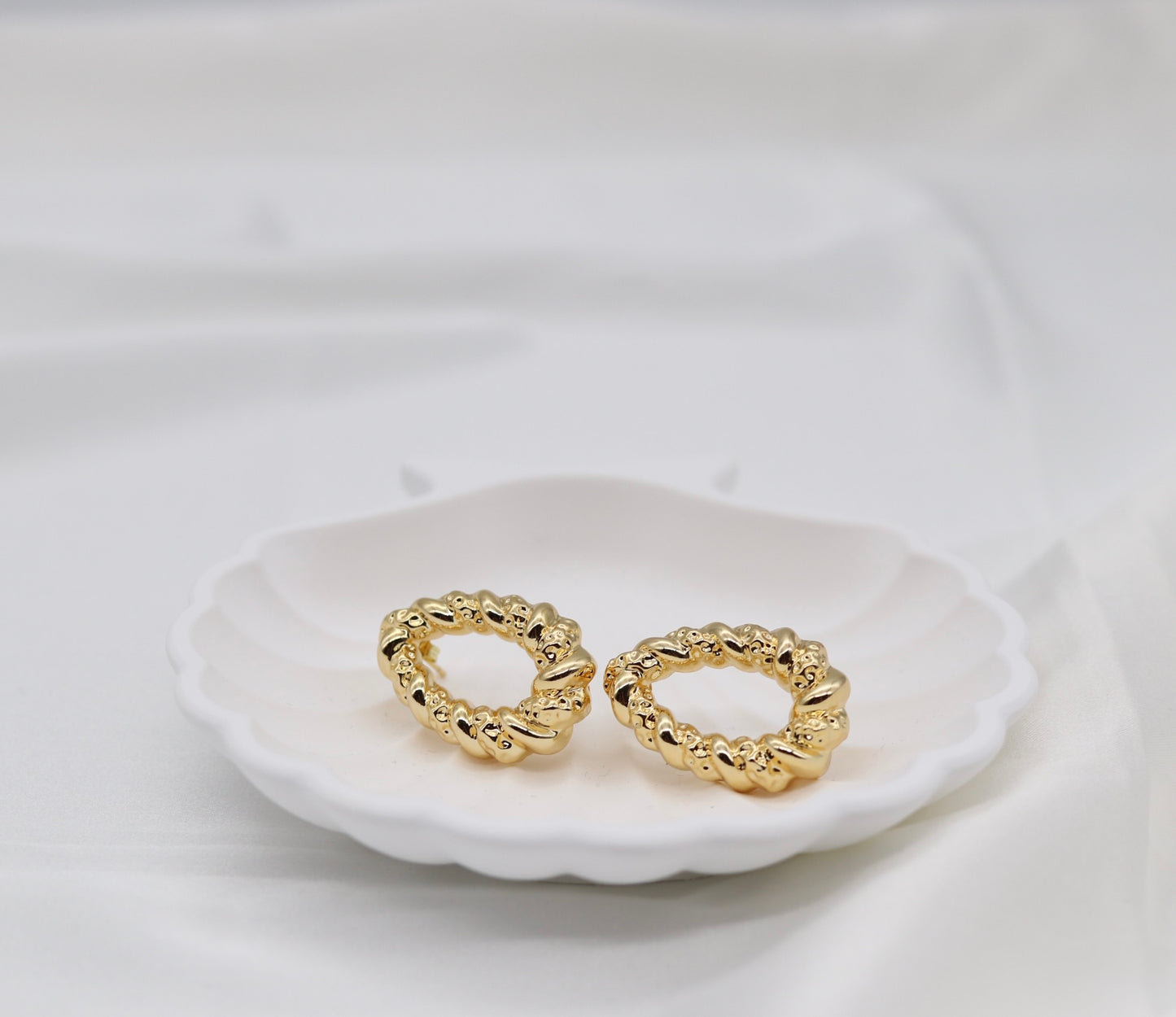 Textured Twist Oval Hoop Earrings