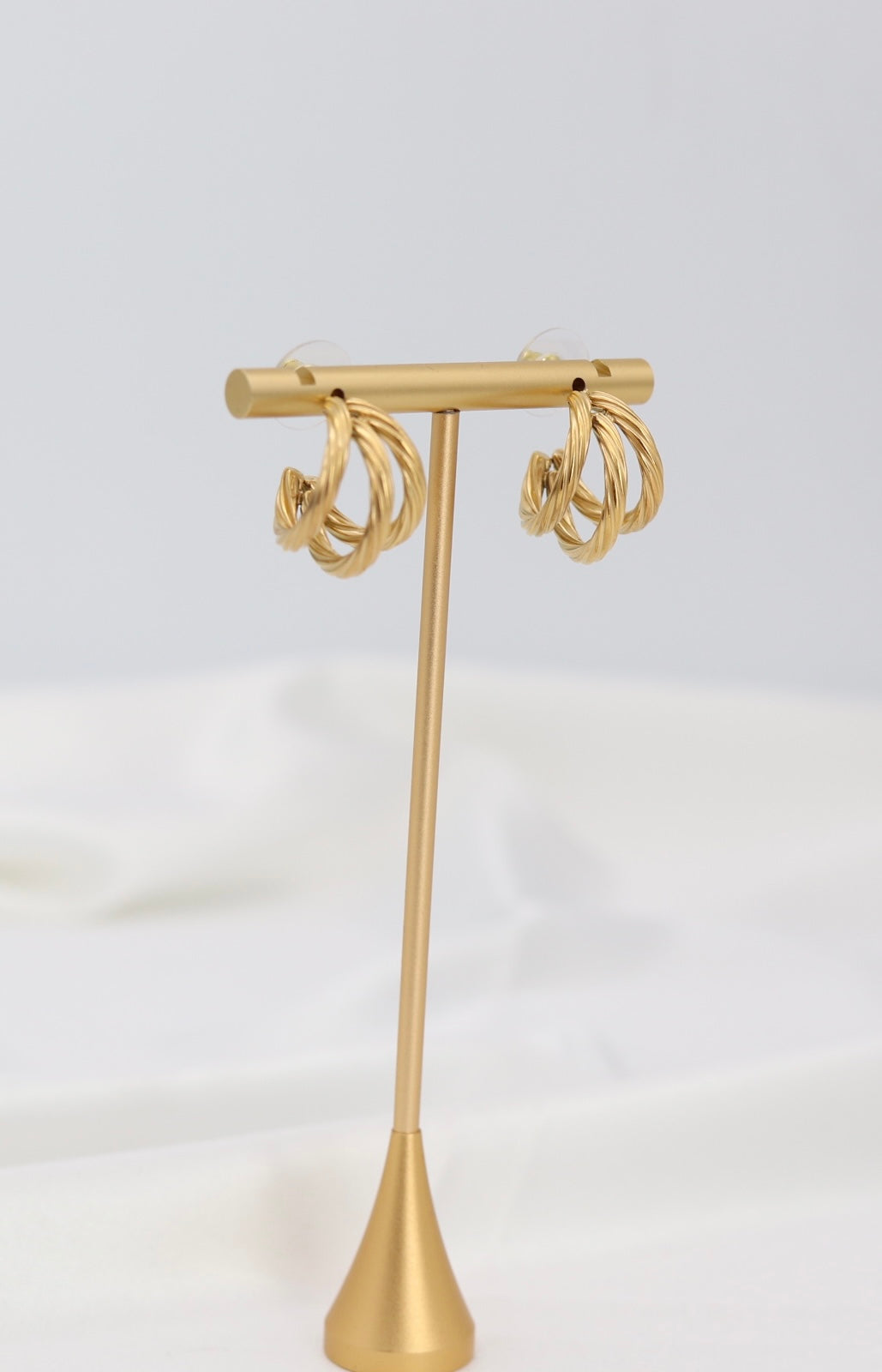 Triple Twist Gold Hoop Earrings – Layered Rope-Style Hoops