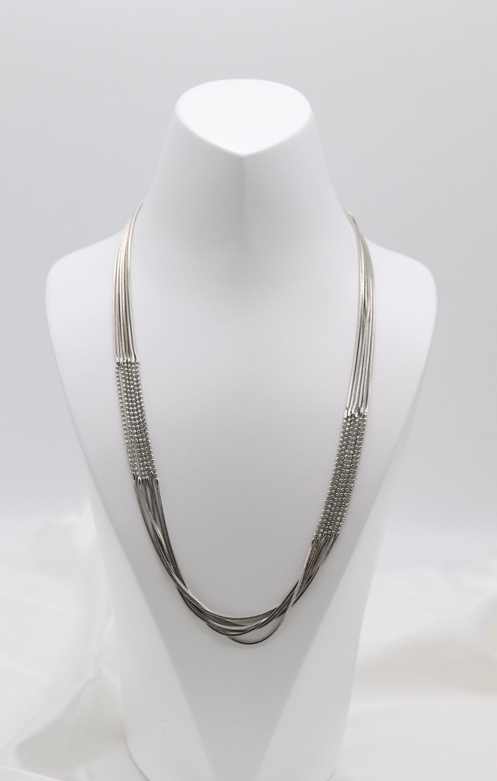 Silver-Tone Multi-Strand Snake Chain Statement Necklace