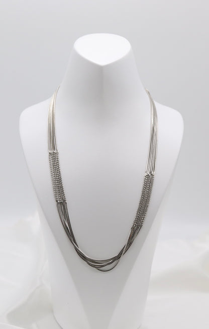 Silver-Tone Multi-Strand Snake Chain Statement Necklace