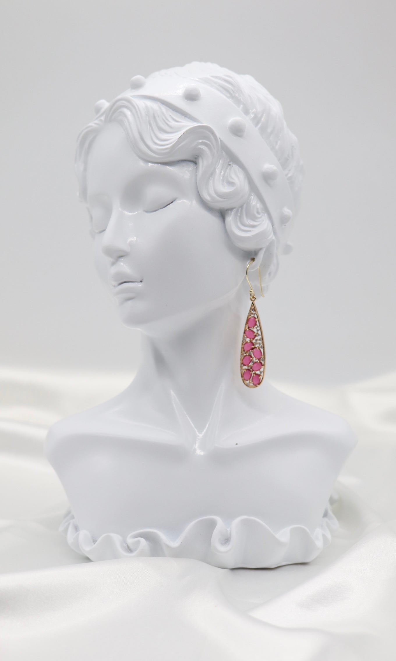 Gold Trim Tourmaline Bezel Set Teardrop Earrings